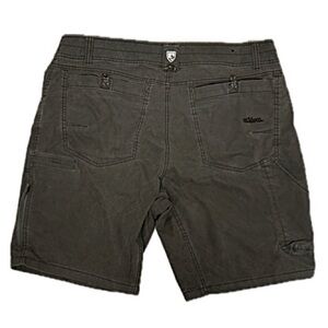 Kuhl Mens Utility Shorts Size 38 Dark Olive Brown Zipper Pockets Stretch 9 1/2"